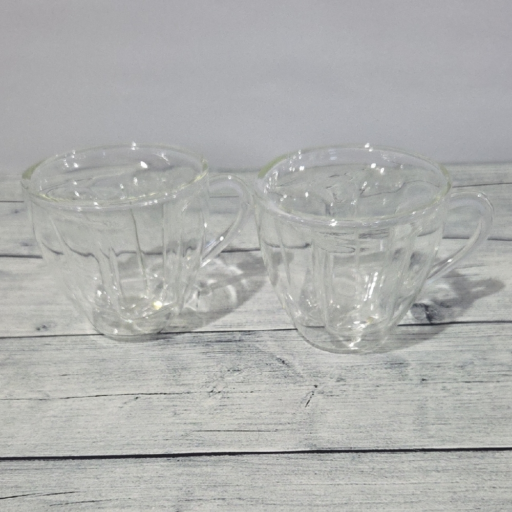 Disney Clear Glass Ribbed Coffee Mugs - Set of 2